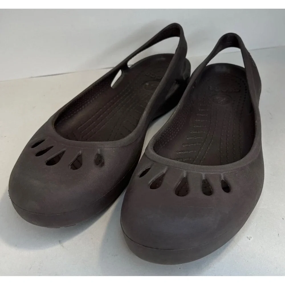Crocs Brown Malindi Ballet Slip-ons Slingback Flat Shoes‎ Women 9 Chocolate